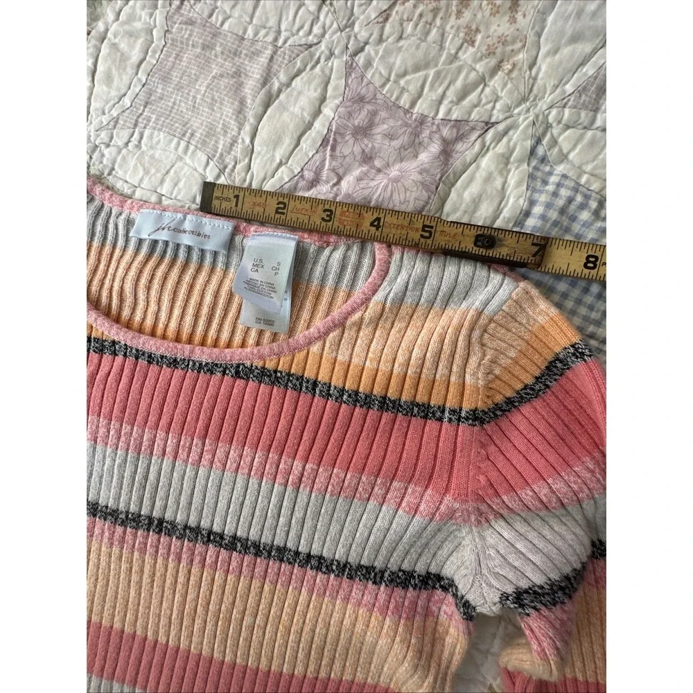 JH Collectibles Preppy Women's Striped Ribbed Pullover‎ Sweater Size S Pink Y2K
